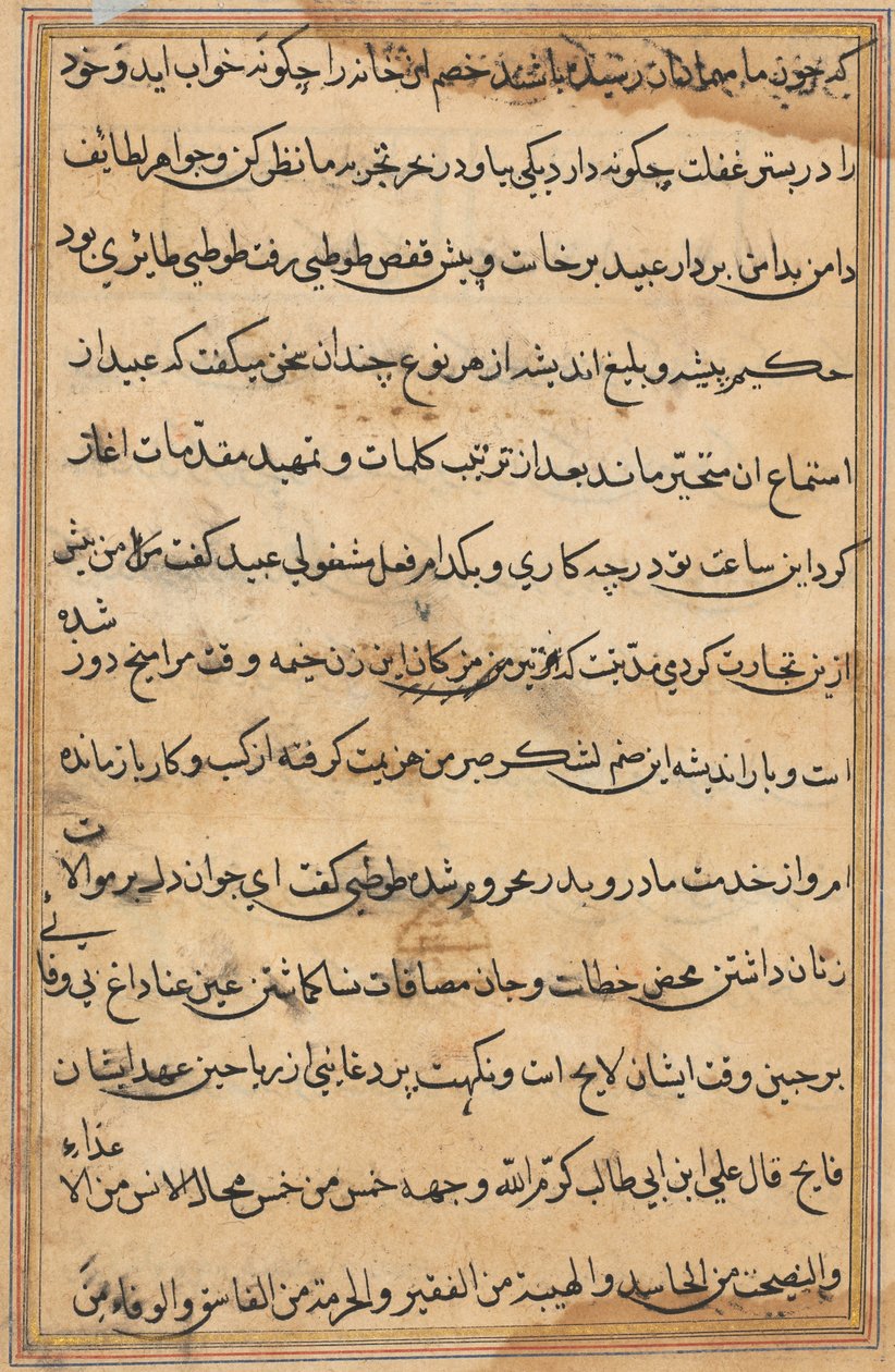 Bir Papağan Tuti-nama Masallarından sayfa: metin sayfası, c. 1560. by Unbekannt