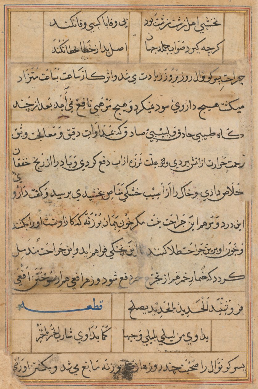Bir Papağan Tuti-nama Masallarından sayfa: metin sayfası, c. 1560. by Unbekannt