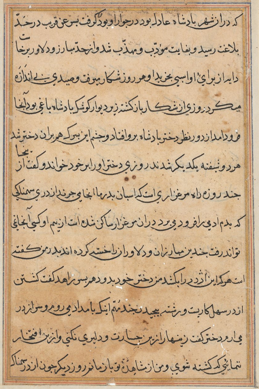Bir Papağan Tuti-nama Masallarından sayfa: metin sayfası, c. 1560. by Unbekannt