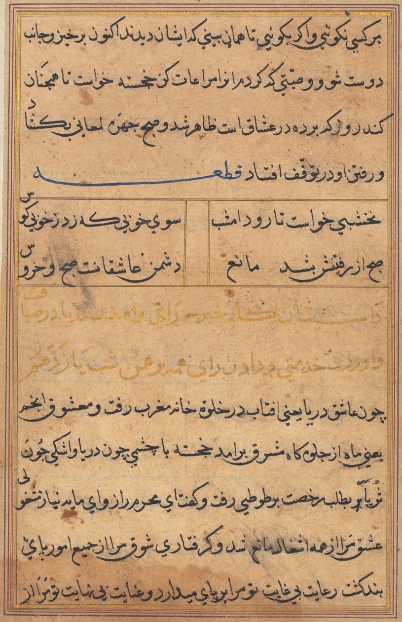 Bir Papağan Tuti-nama Masallarından sayfa: metin sayfası, c. 1560. by Unbekannt