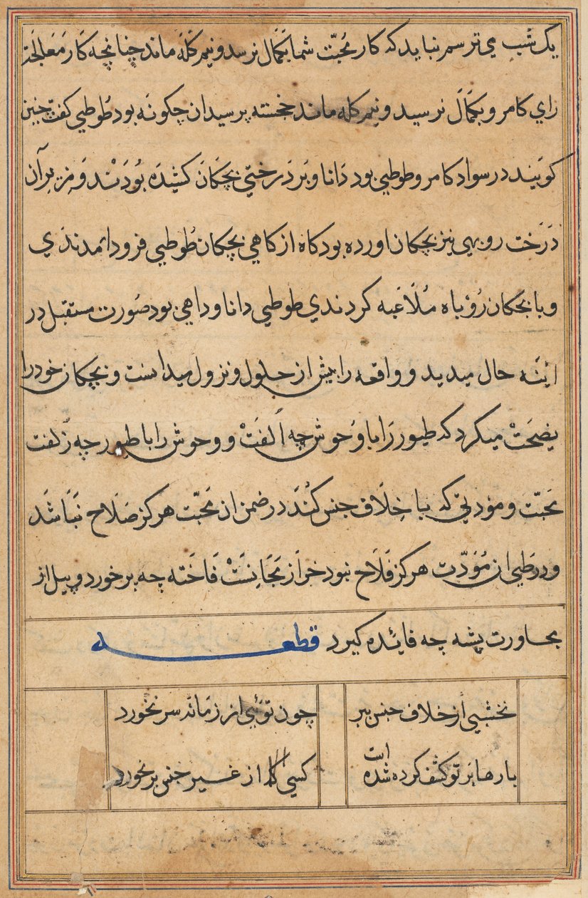 Bir Papağan Tuti-nama Masallarından sayfa: metin sayfası, c. 1560. by Unbekannt