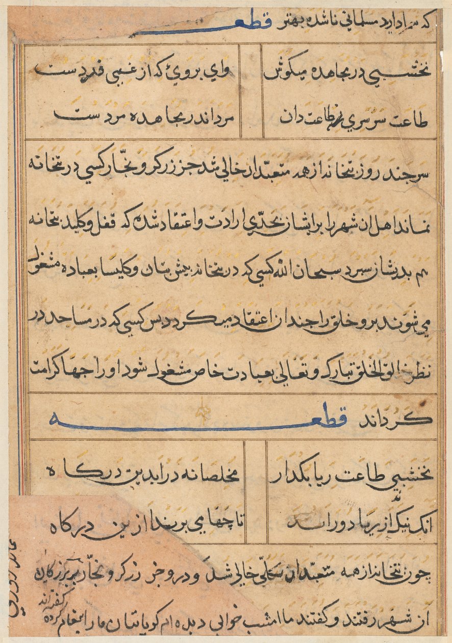 Bir Papağan Tuti-nama Masallarından sayfa: metin sayfası, c. 1560. by Unbekannt