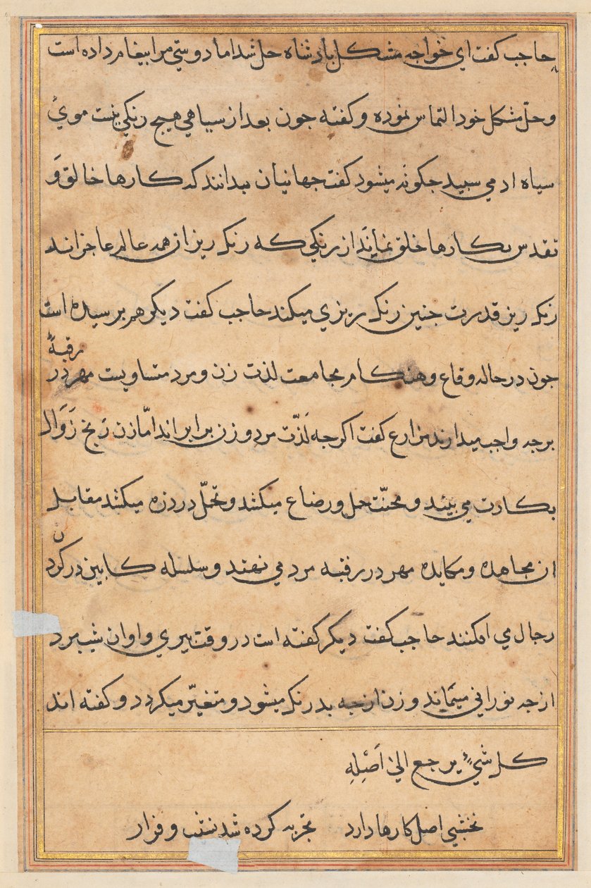 Bir Papağan Tuti-nama Masallarından sayfa: metin sayfası, c. 1560. by Unbekannt