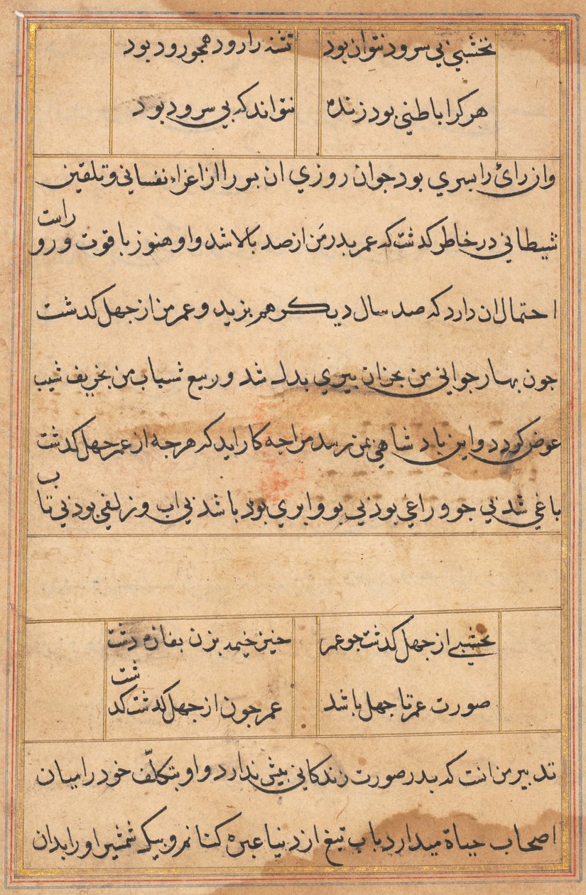 Bir Papağan Tuti-nama Masallarından sayfa: metin sayfası, c. 1560. by Unbekannt