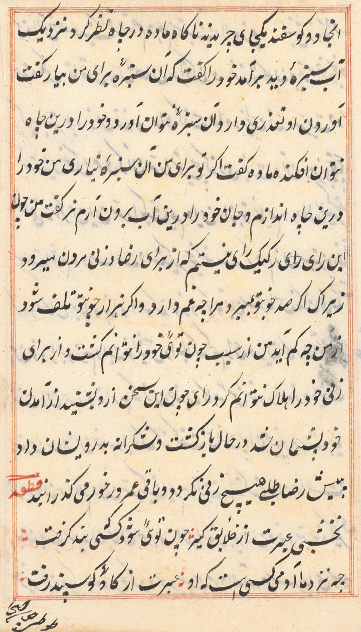 Bir Papağan Tuti-nama Masallarından sayfa: metin sayfası, c. 1560. by Unbekannt