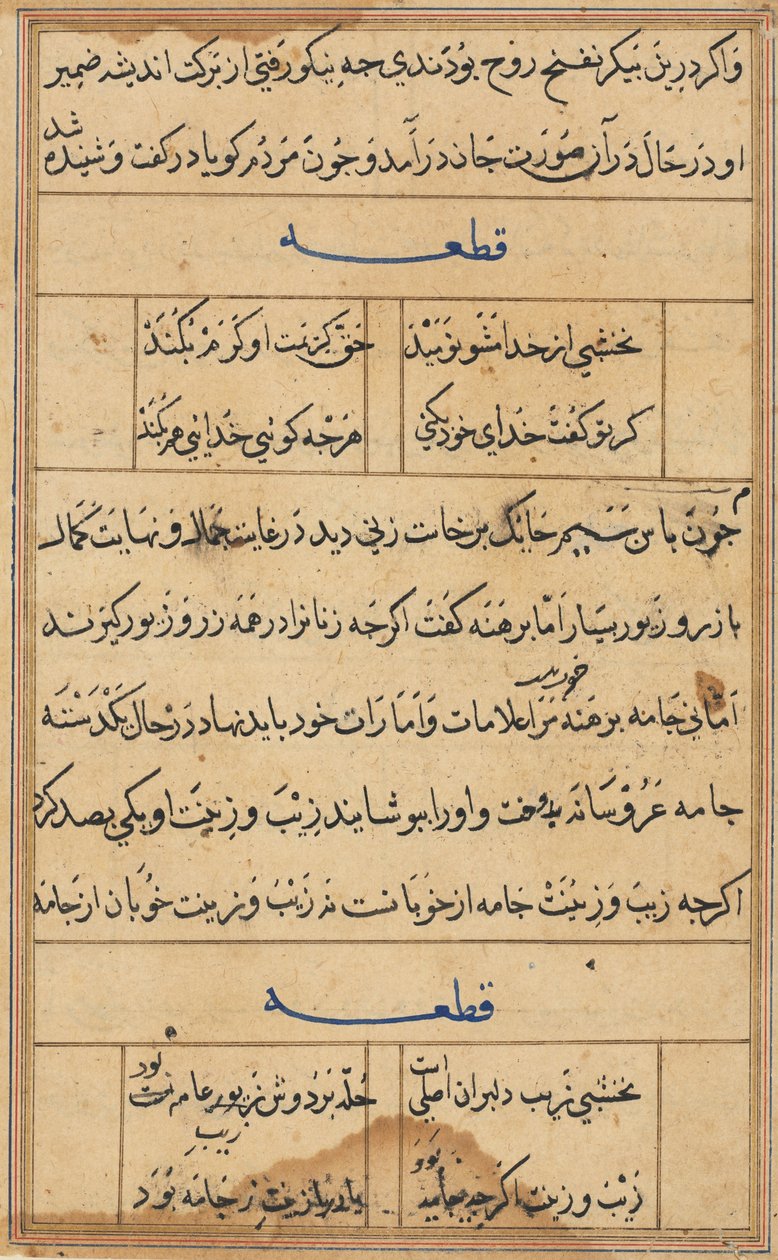 Bir Papağan Tuti-nama Masallarından sayfa: metin sayfası, c. 1560. by Unbekannt