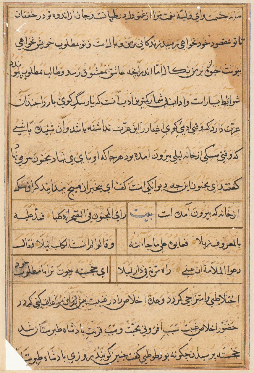 Bir Papağan Tuti-nama Masallarından sayfa: metin sayfası, c. 1560. by Unbekannt