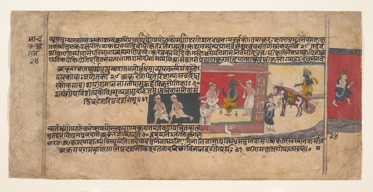 Dağıtılmış Bhagavata Purana El Yazması'ndan bir sayfa, yaklaşık. 1620-30. by Unbekannt