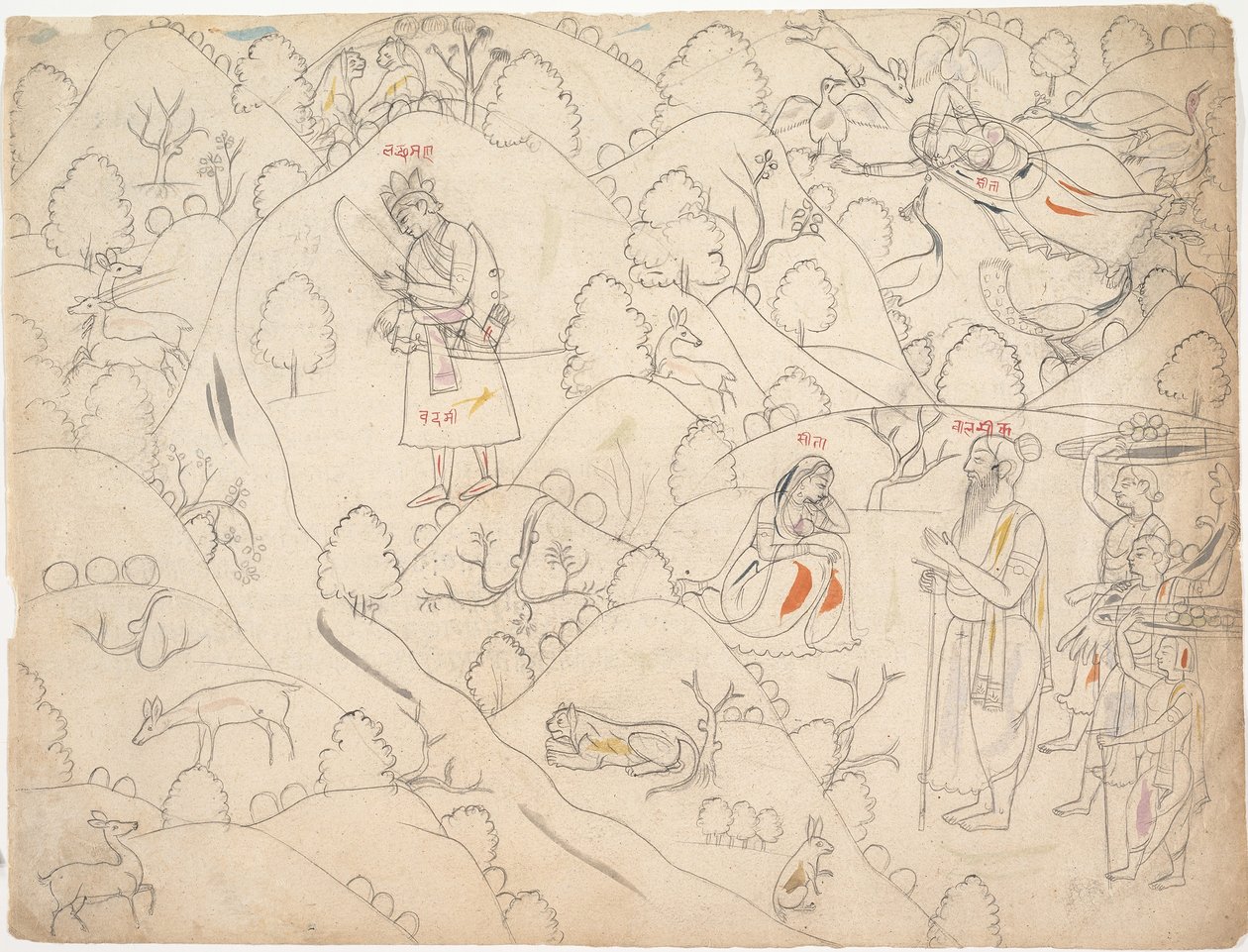 Dağınık bir Ramayana Hikayesinden bir sayfa, 19. yüzyılın ilk çeyreği. by Unbekannt