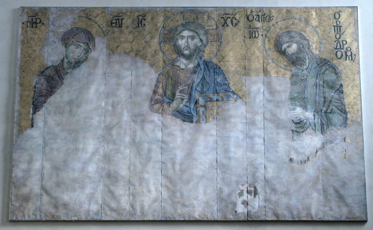 Deesis Mozaiğinin Boyalı Kopyası, Bizans, 20. yüzyıl başı orijinali 13. yüzyıla ait. by Unbekannt