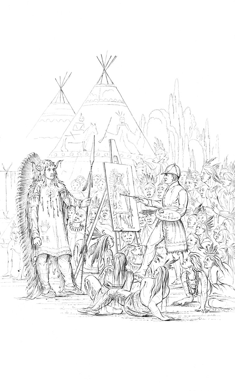 Bir Kızılderili portresi boyama, 1841 by Unbekannt