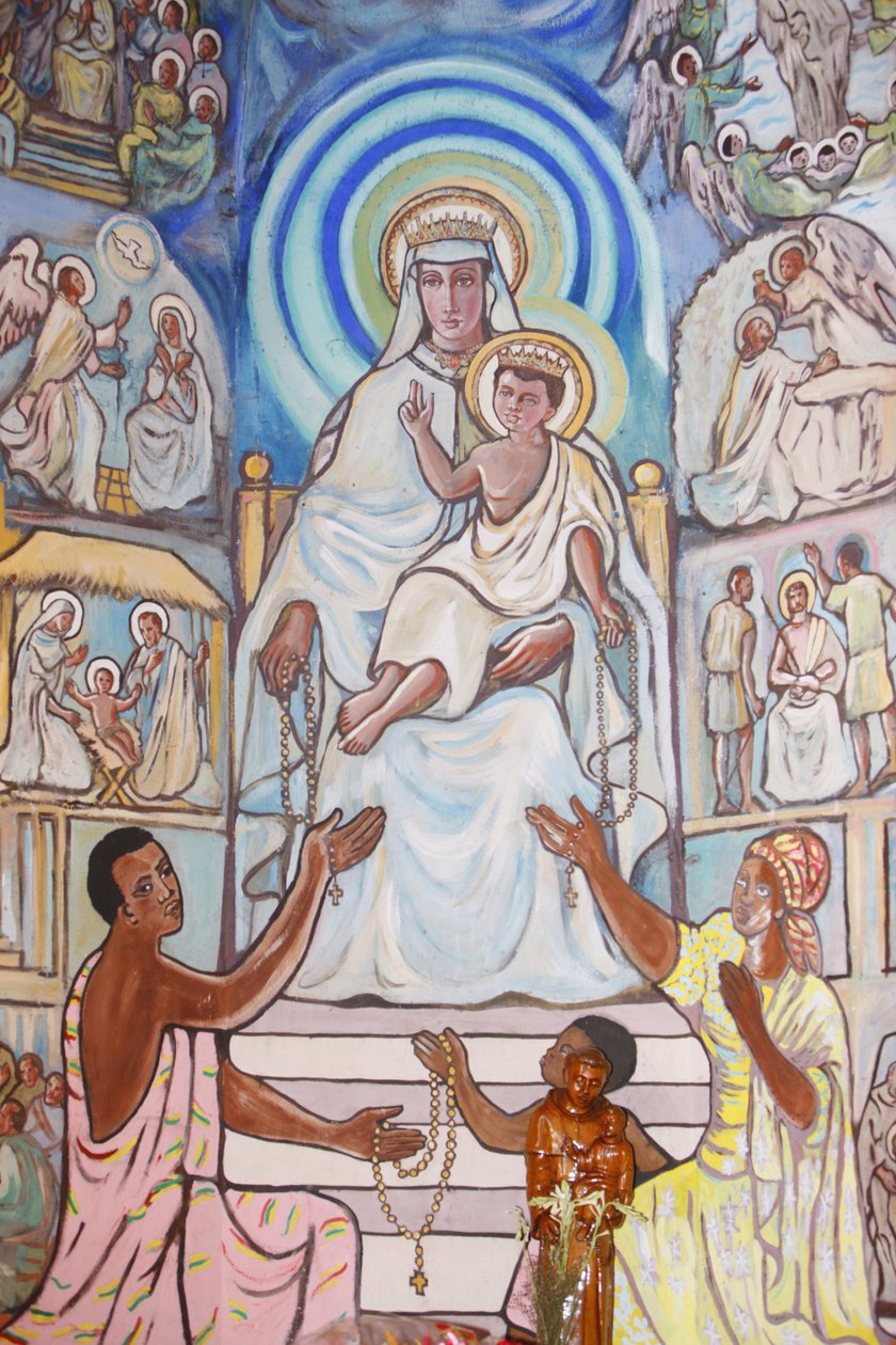 Lome katedralinde boyama : Bakire ve çocuk, Lome, Togo by Unbekannt