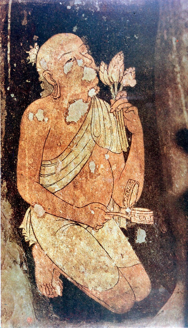 Ajanta mağara tapınaklarından bir Budist rahibin resmi, Hindistan, 5-6. yüzyıl by Unbekannt