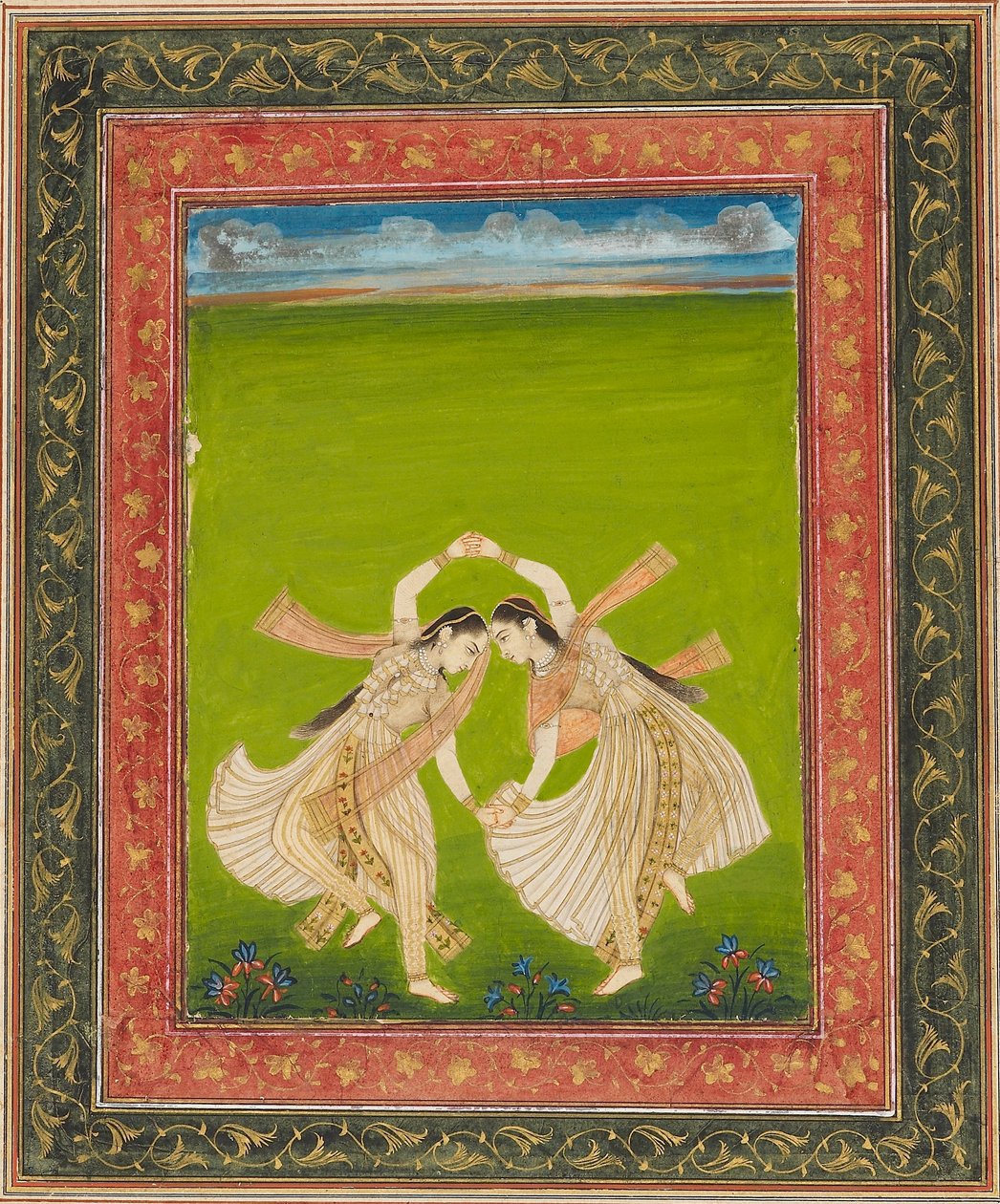 Phugadi oynayan bir çift kız, 18. yüzyıl by Unbekannt