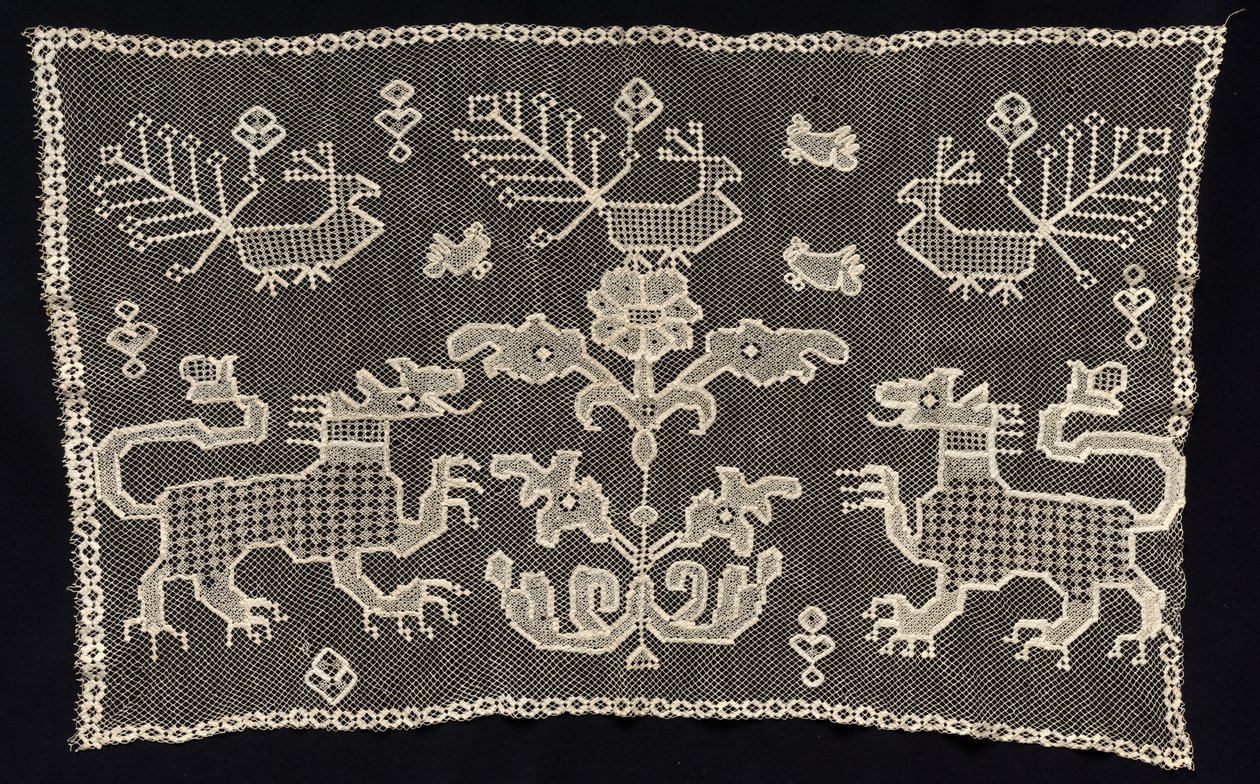 Panter, Kuş ve Çiçek Motifli Pano, 18.-19. yüzyıl. by Unbekannt