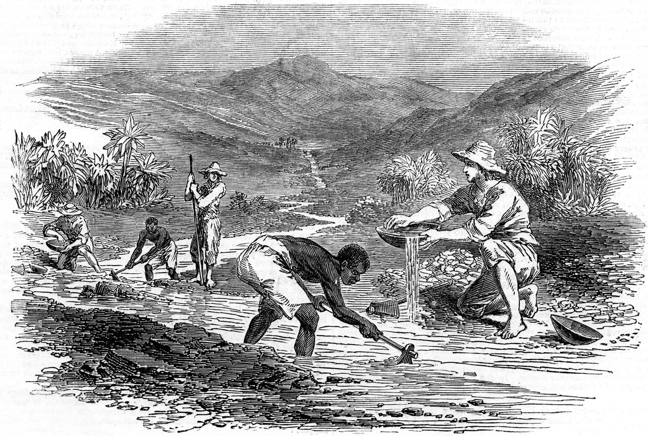 1849 California Gold Rush sırasında altın için kaydırma by Unbekannt