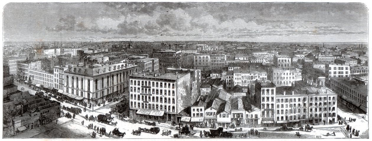 Belediye binasının tepesinden Chicago Panoraması, ABD, 1871 by Unbekannt