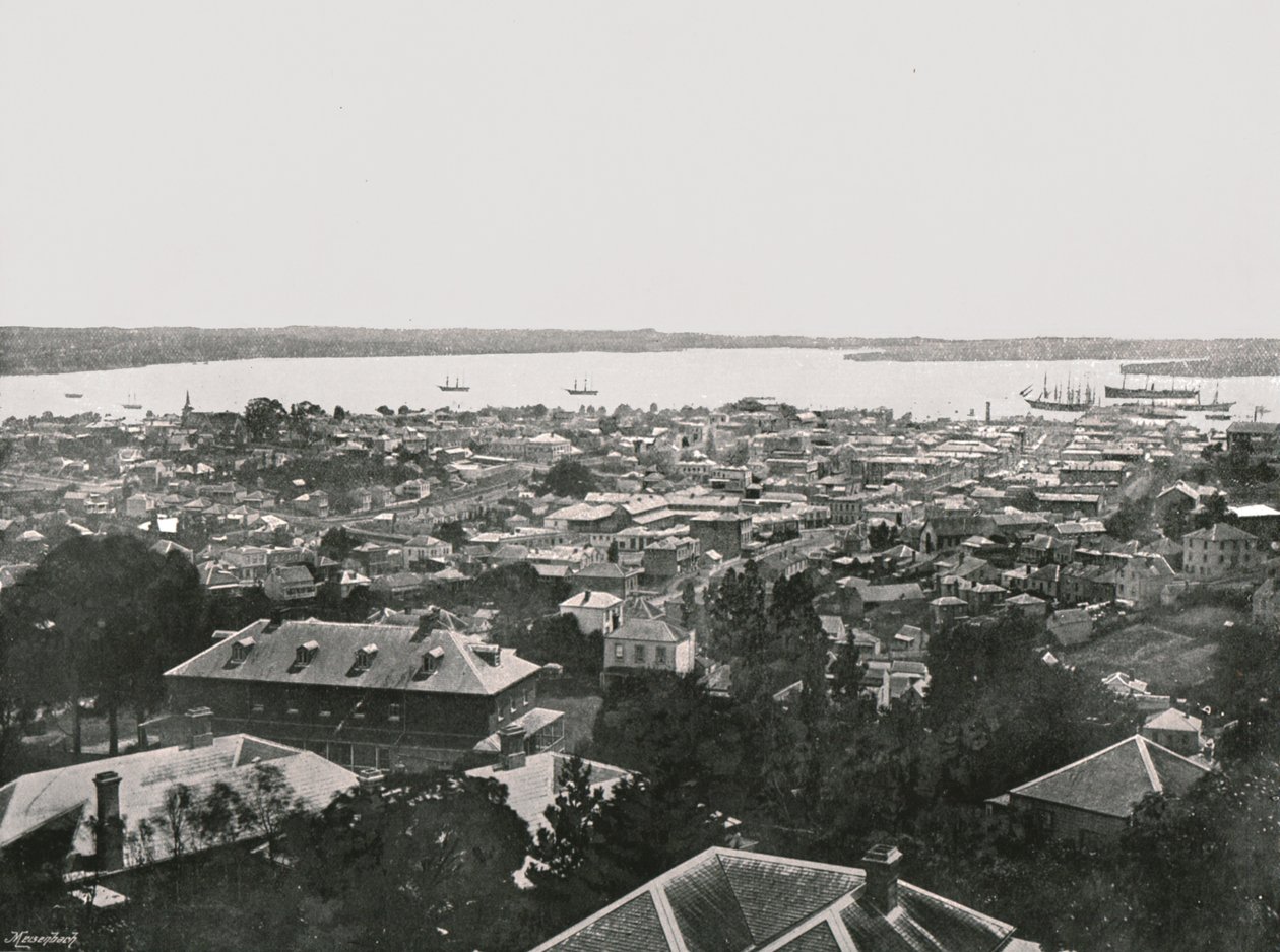 Tepelerden panoramik manzara, Auckland, Yeni Zelanda, 1895. by Unbekannt