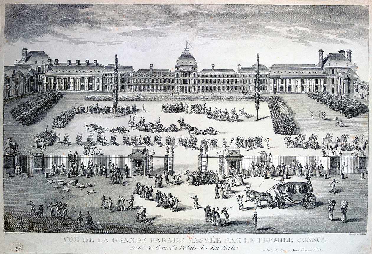 Büyük Geçit Töreni sırasında Birliklerin Geçit Töreni, Tuileries Sarayı, 19. yüzyıl by Unbekannt