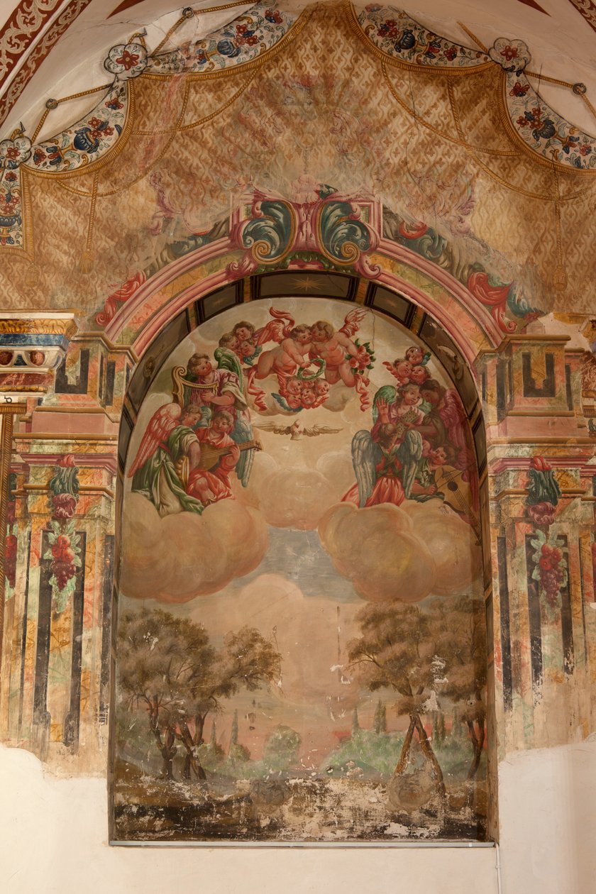 Bölge kilisesi (Iglesia de San Agustín). İç mekan. Bir şapel. Duvar boyamaları. Zurbaran Okulu. Bir şapel. Barok. 17. yüzyıl. by Unbekannt