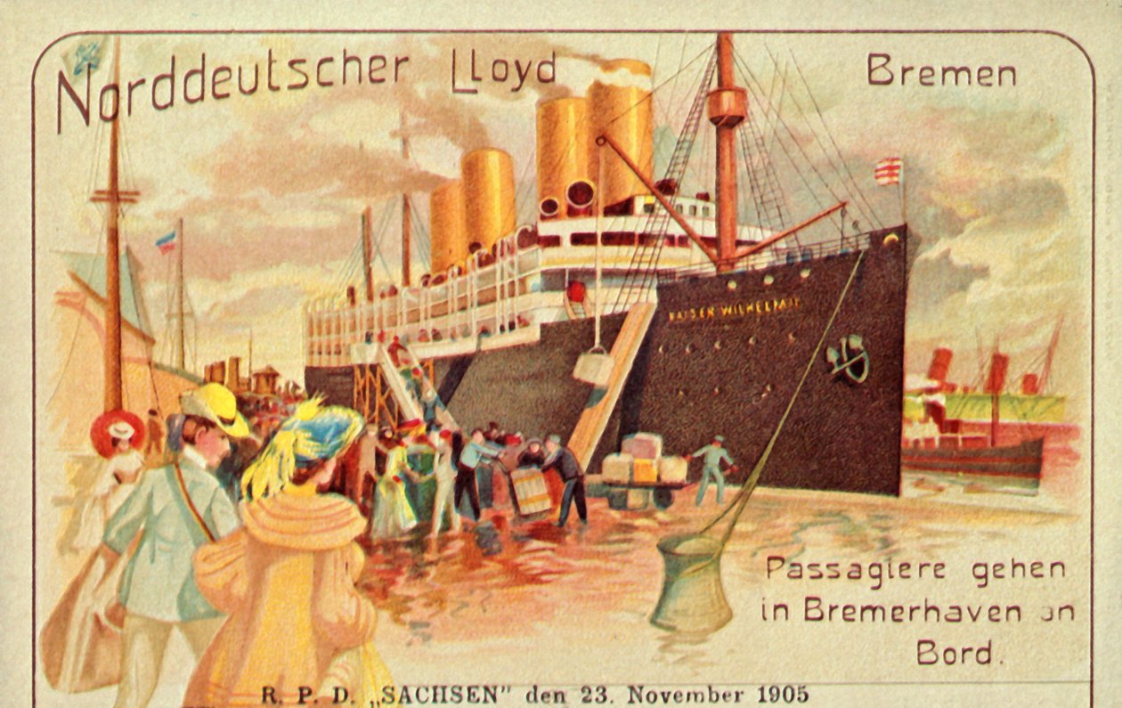 Yolcular, 1905 yılında Bremerhaven