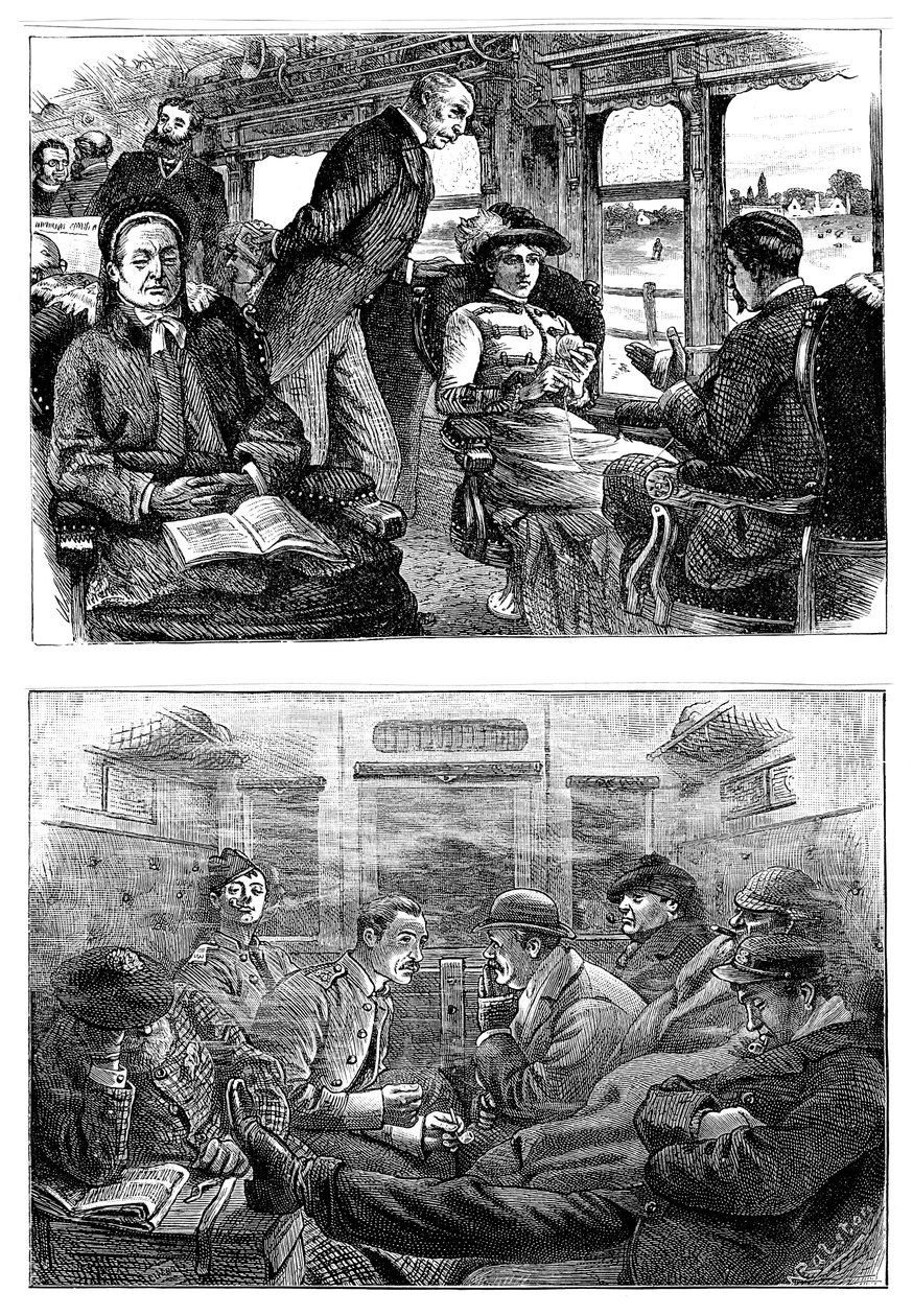 Londra-Glasgow trenindeki yolcular, 1884 by Unbekannt