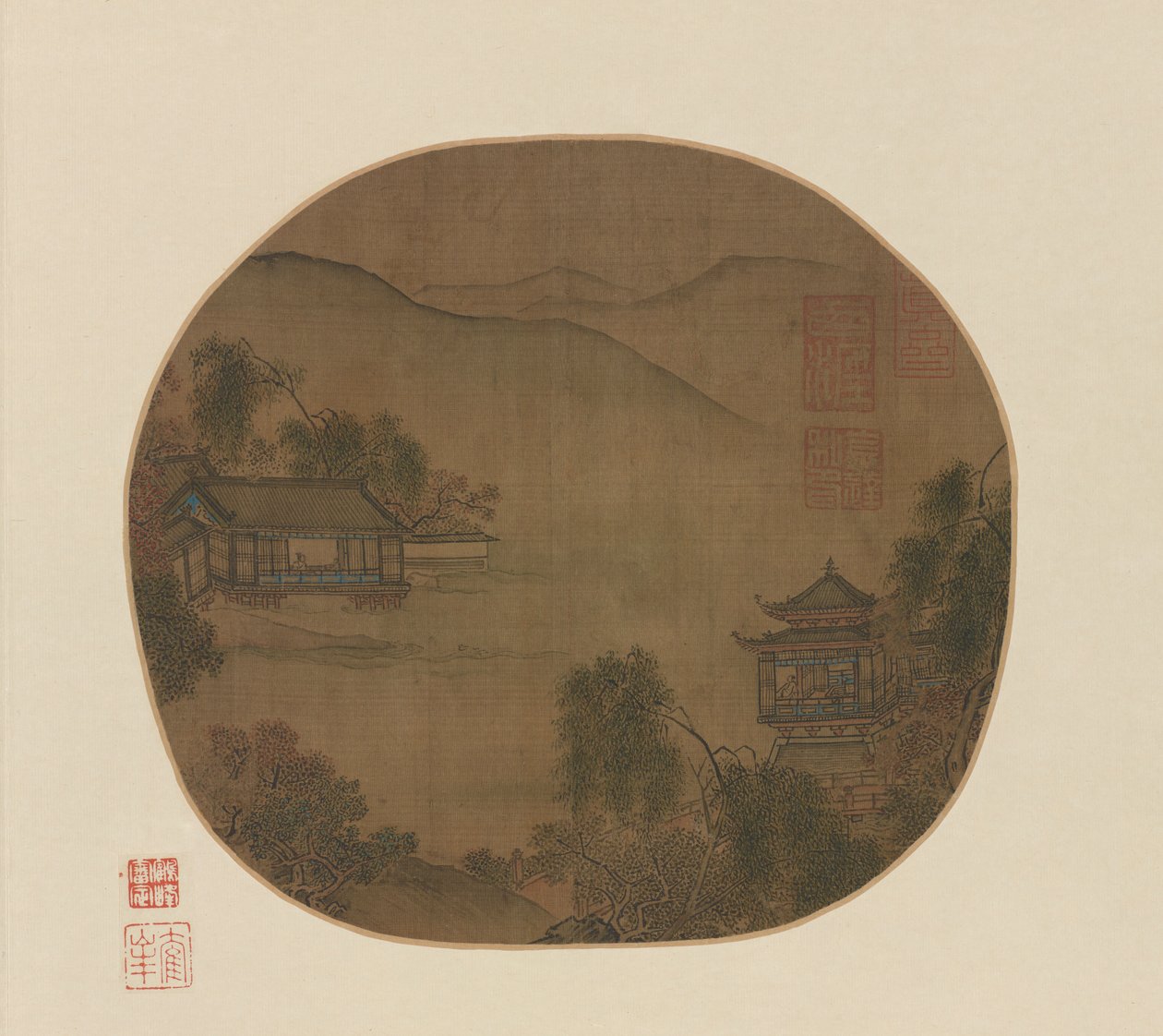 Bir dağ deresinin yanındaki pavyonlar, Ming hanedanı, 16-17. yüzyıl. by Unbekannt