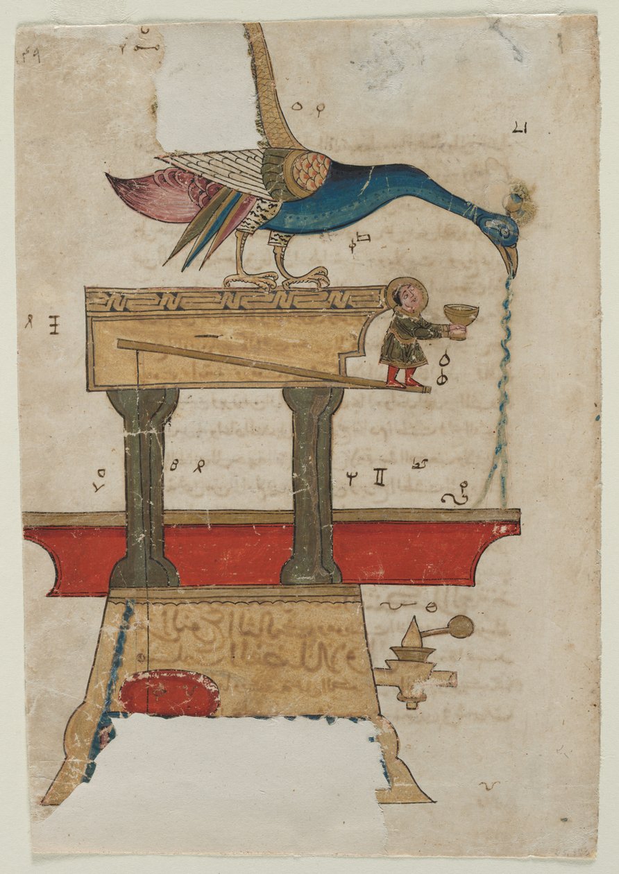 Tavuskuşu Şeklinde El Yıkama Cihazı: The Book of Knowledge...recto, 1315. by Unbekannt
