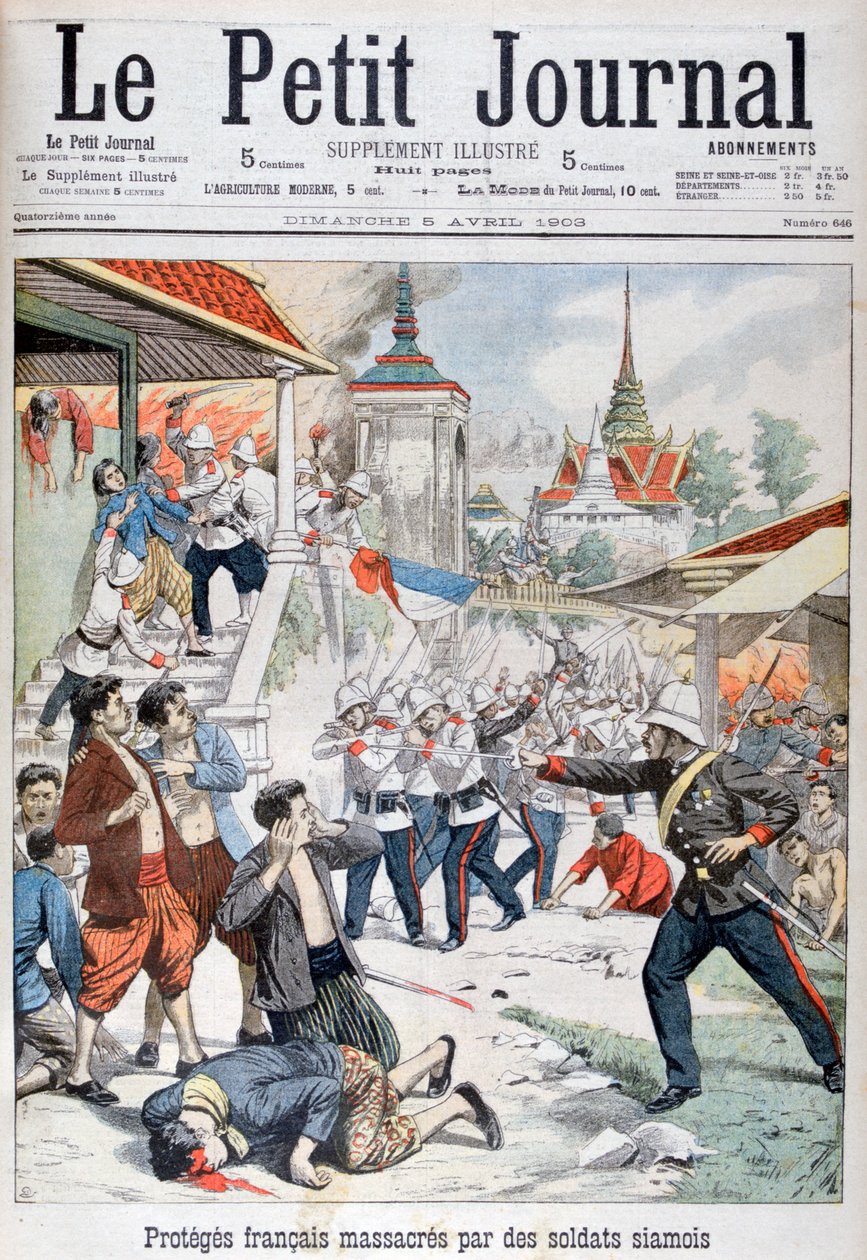 Siyam askerleri tarafından katledilen Fransız koruması altındaki insanlar, Siam, 1903 by Unbekannt