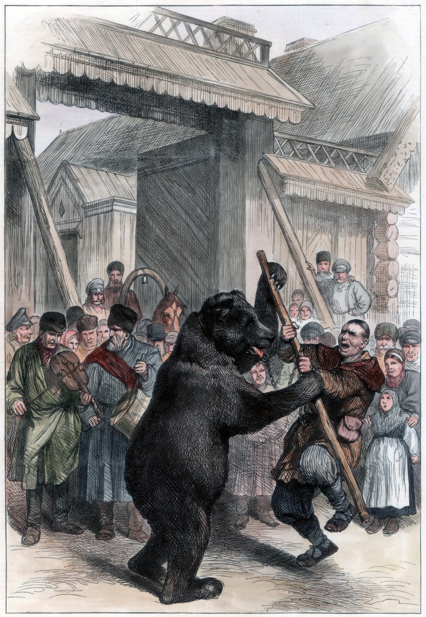 Bir Rus köyünde ayı gösterisi, 1877 by Unbekannt