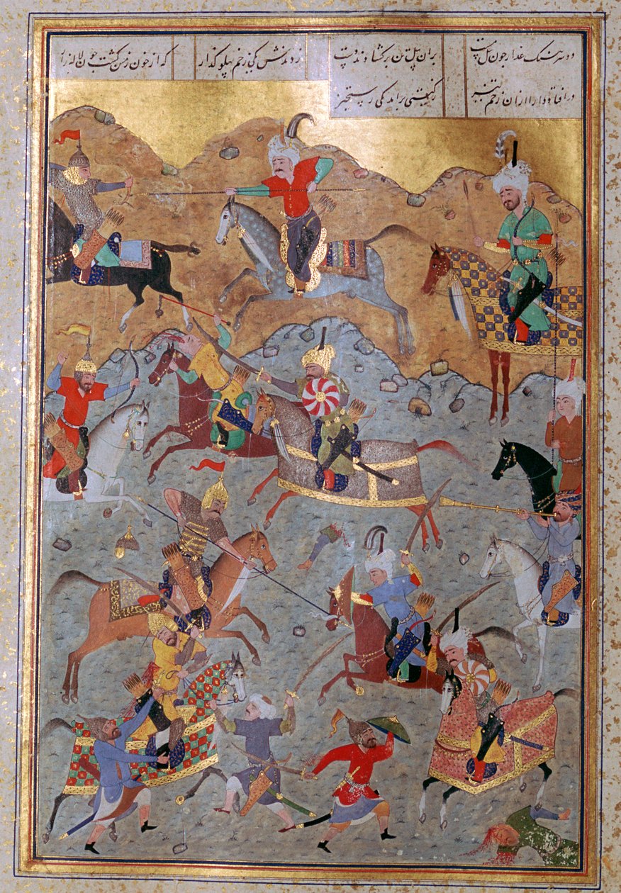 Büyük İskender ve Darius arasındaki savaşın Pers minyatürü, 16. yüzyıl by Unbekannt