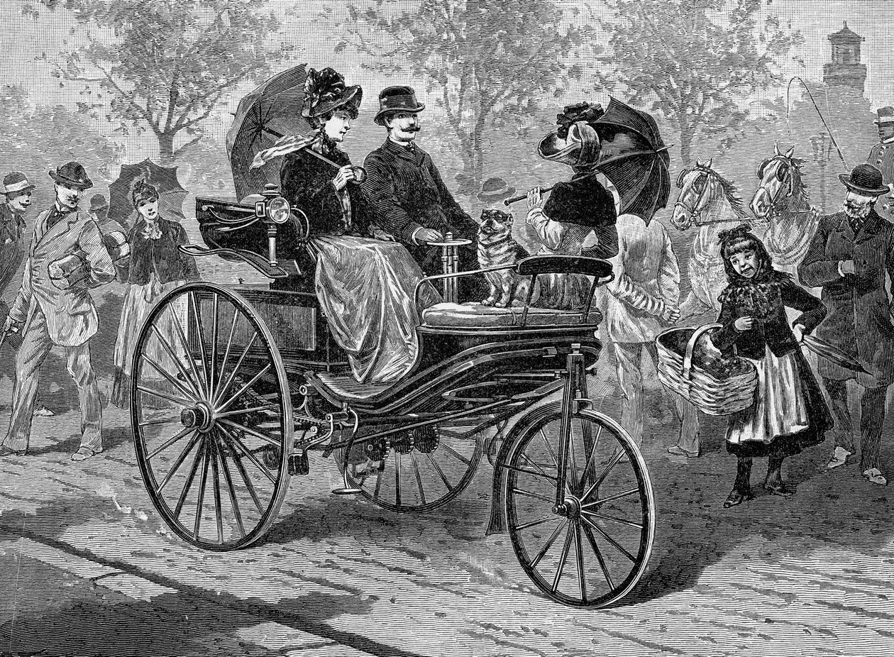 Benz & Co. tarafından üretilen, saatte 16 km hıza sahip benzinli araba, c1890s by Unbekannt