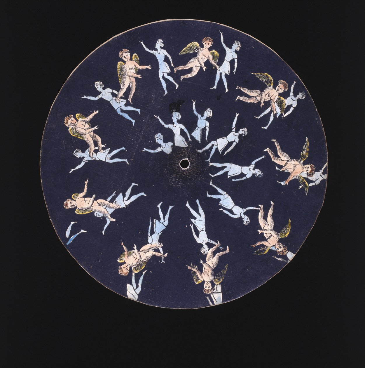 Bir aşk tanrısı ve iki kızı gösteren Phenakistiscope (Phenakistoscope) diski, c 1830 by Unbekannt