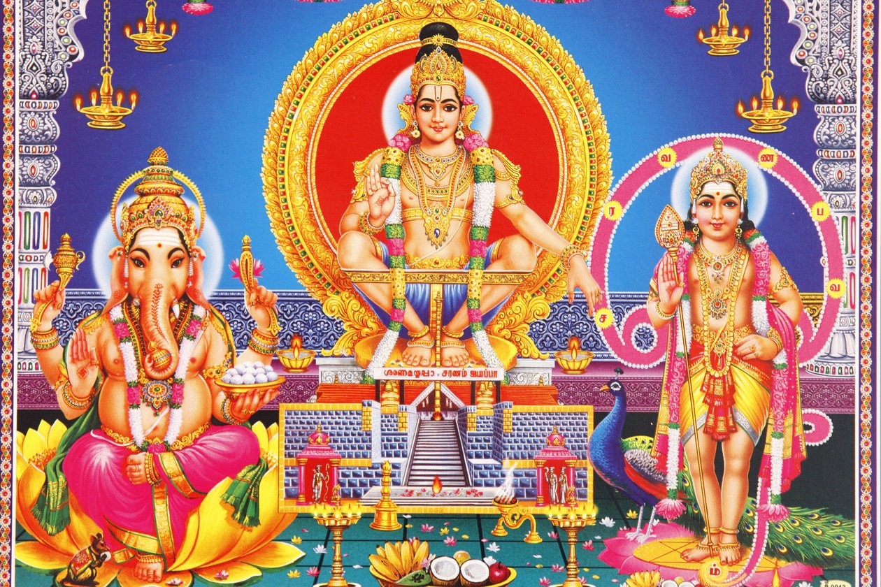 Hindu Tanrılarının Resmi Ganesh, Ayyappa & Subramania Hindistan by Unbekannt