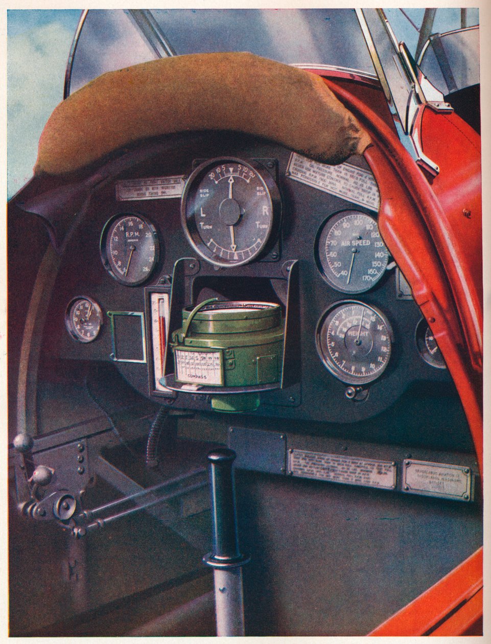 Kör uçuş için donatılmış bir Tiger Moth pilotları kokpiti, c1936 c1937 by Unbekannt