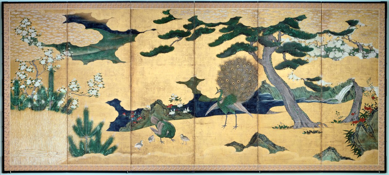 Çamlar ve Tavus Kuşları, Japon Edo dönemi, 17. yüzyılın başları by Unbekannt