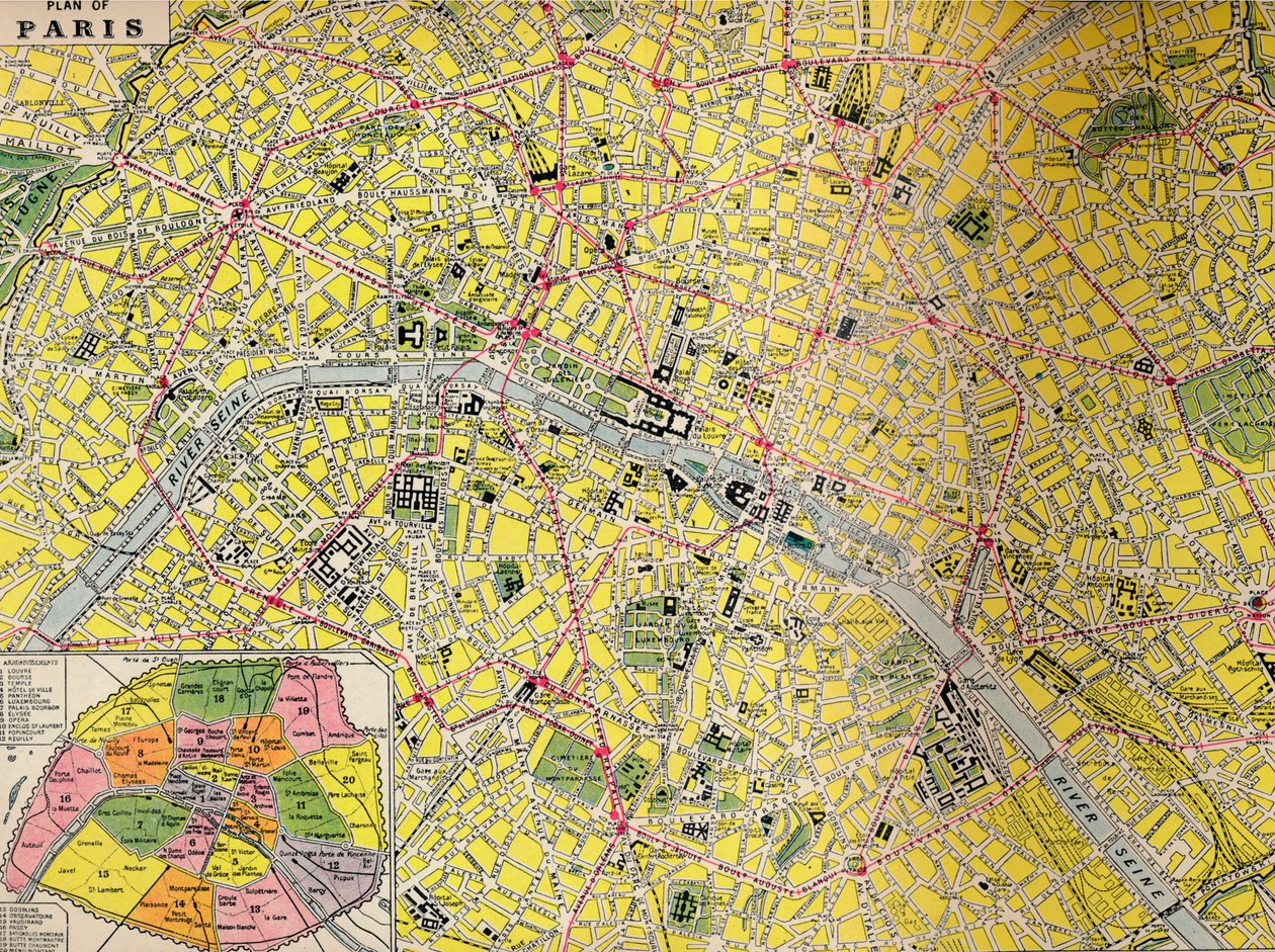 Paris Planı - Işık Şehri Merkez Bölgesi, c1930