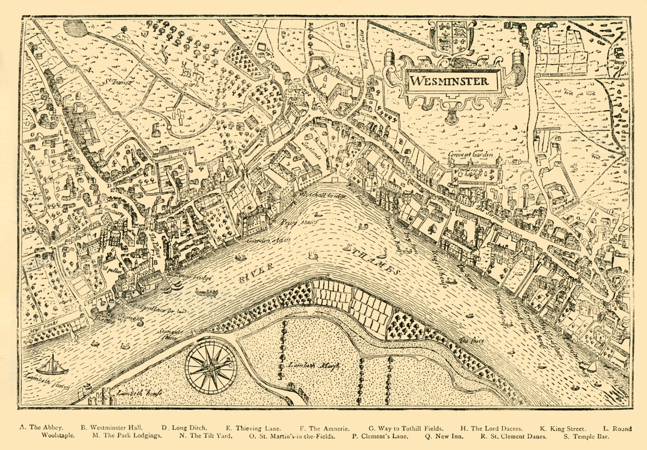 Westminster Planı. Nordens Anketinden, Queen Elizabeths Reign, 1593, 1881