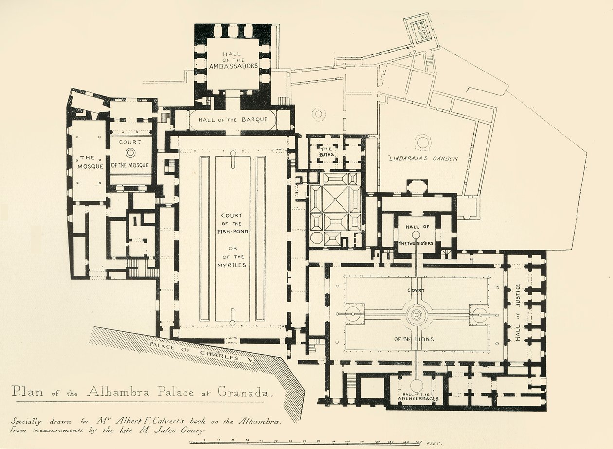 Granada'daki Alhambra Sarayı'nın planı, 19. yüzyıl, 1907. by Unbekannt