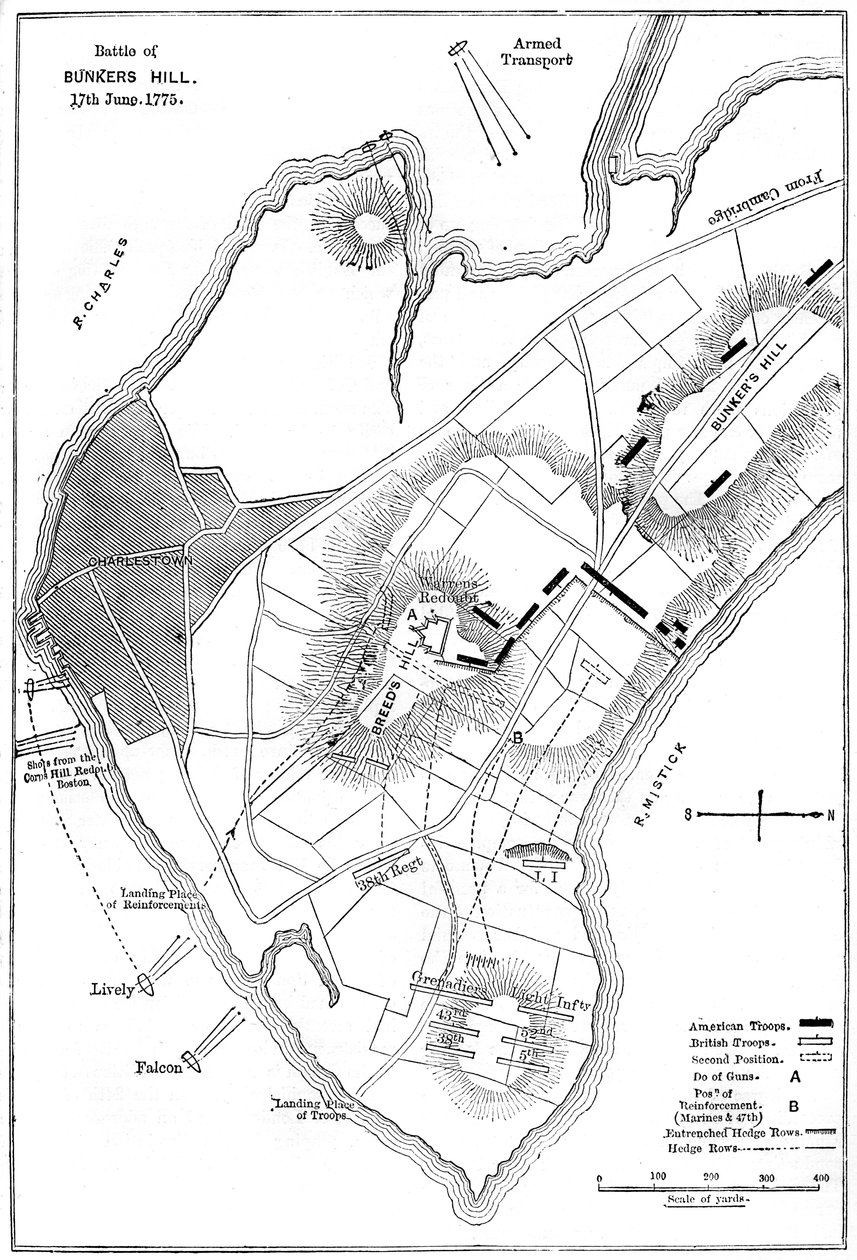 Bunker Hill Savaşı Planı, Boston, Massachusetts, 1775 c1880 by Unbekannt