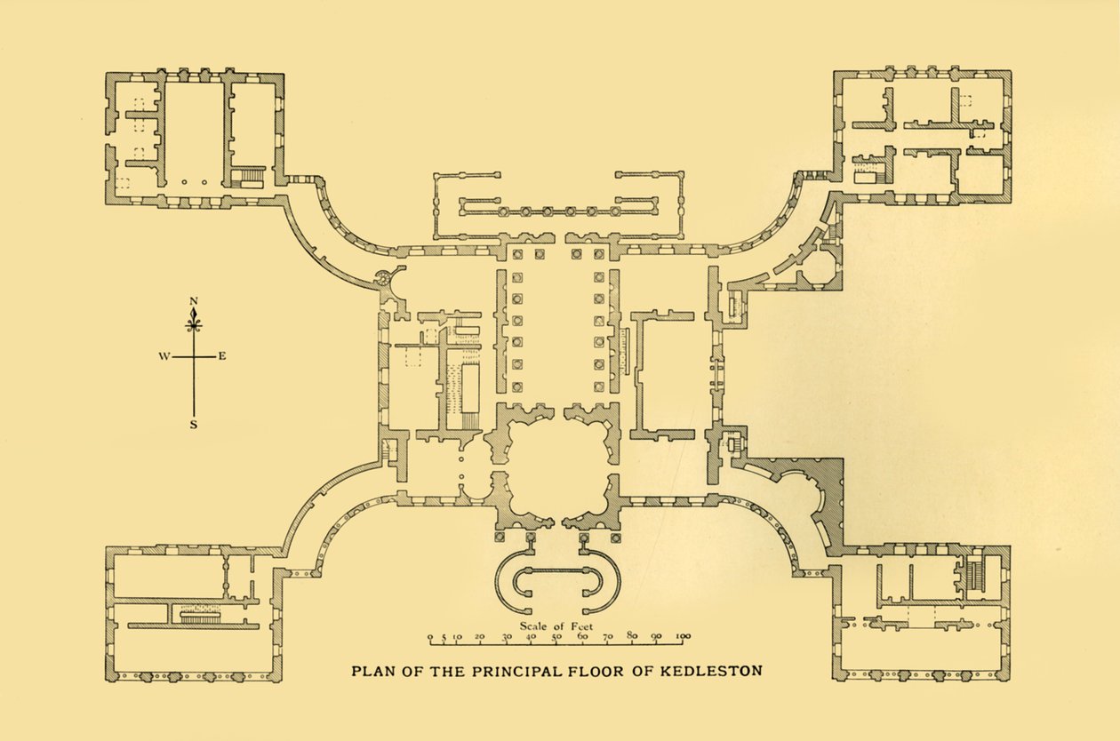 Kedleston'ın Ana Katının Planı, 1925. by Unbekannt