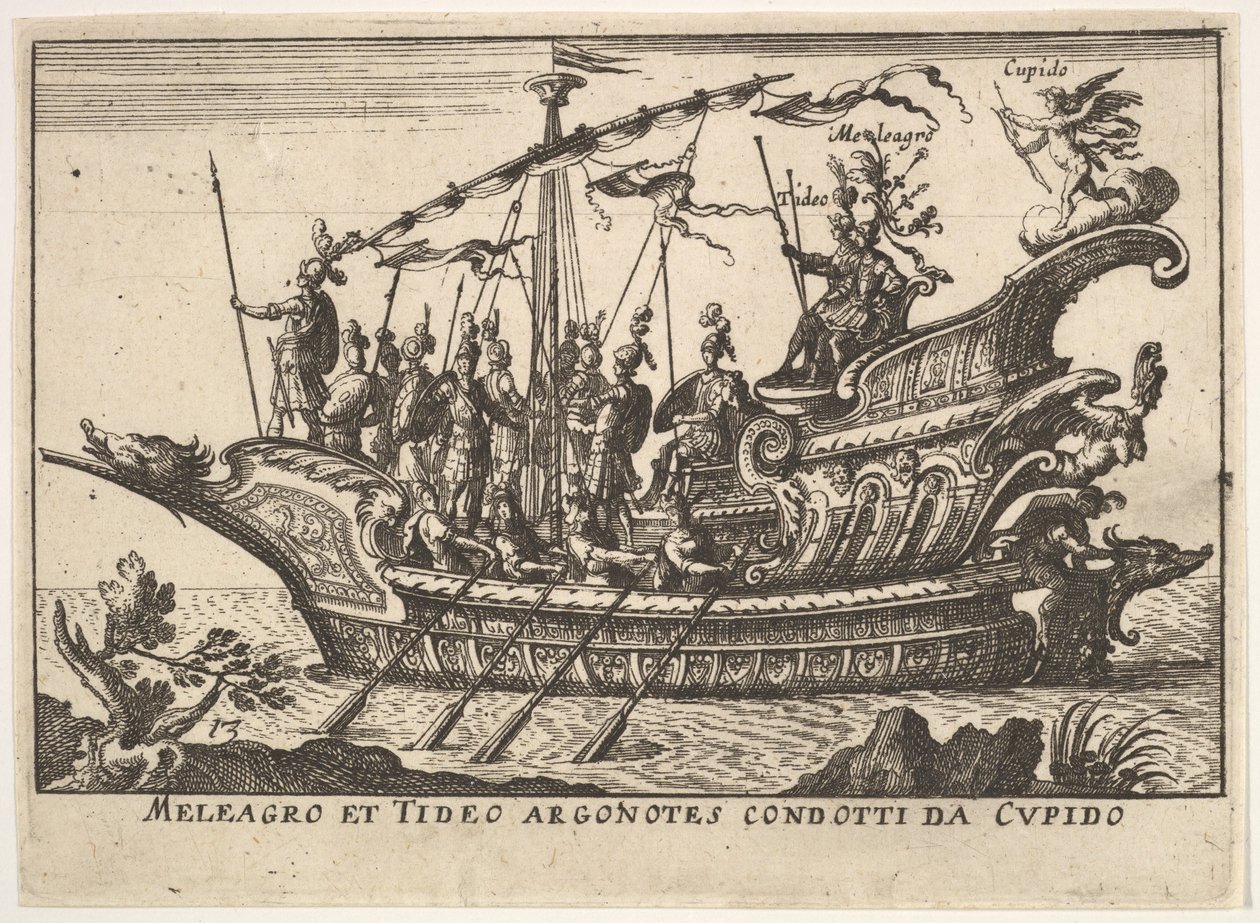 Plaka 13: Cupid Meleagro ve Tideo Argonotes condotti..., 1664 tarafından yönetilen Argonauts Meleager ve Tydeus by Unbekannt