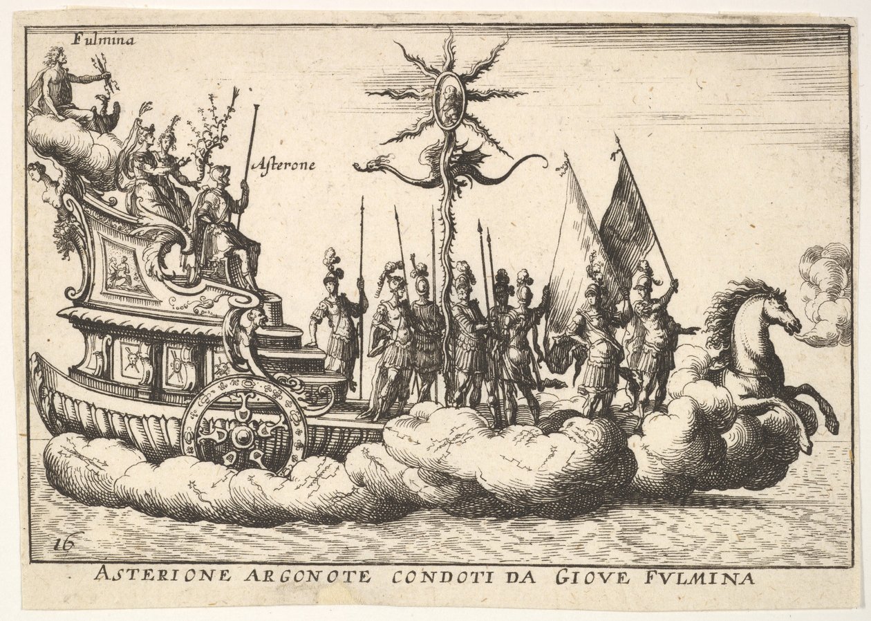 Levha 16: Genç bir yıldırım figürü tarafından yönetilen Argonaut Asterion Asterione argonote con..., 1664. by Unbekannt