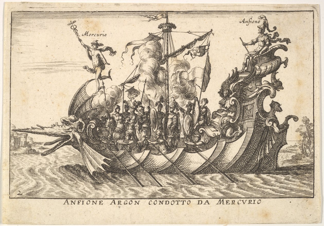 Plaka 2: Mercury Anfione Argon liderliğindeki Argonaut Amphion. condotto da Mercurio, bir..., 1664 ile. by Unbekannt