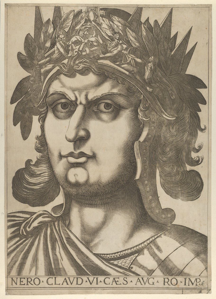 Levha 6: Nero, başı hafifçe sağa dönük, 'On İki Sezar'dan, 1610-40. by Unbekannt