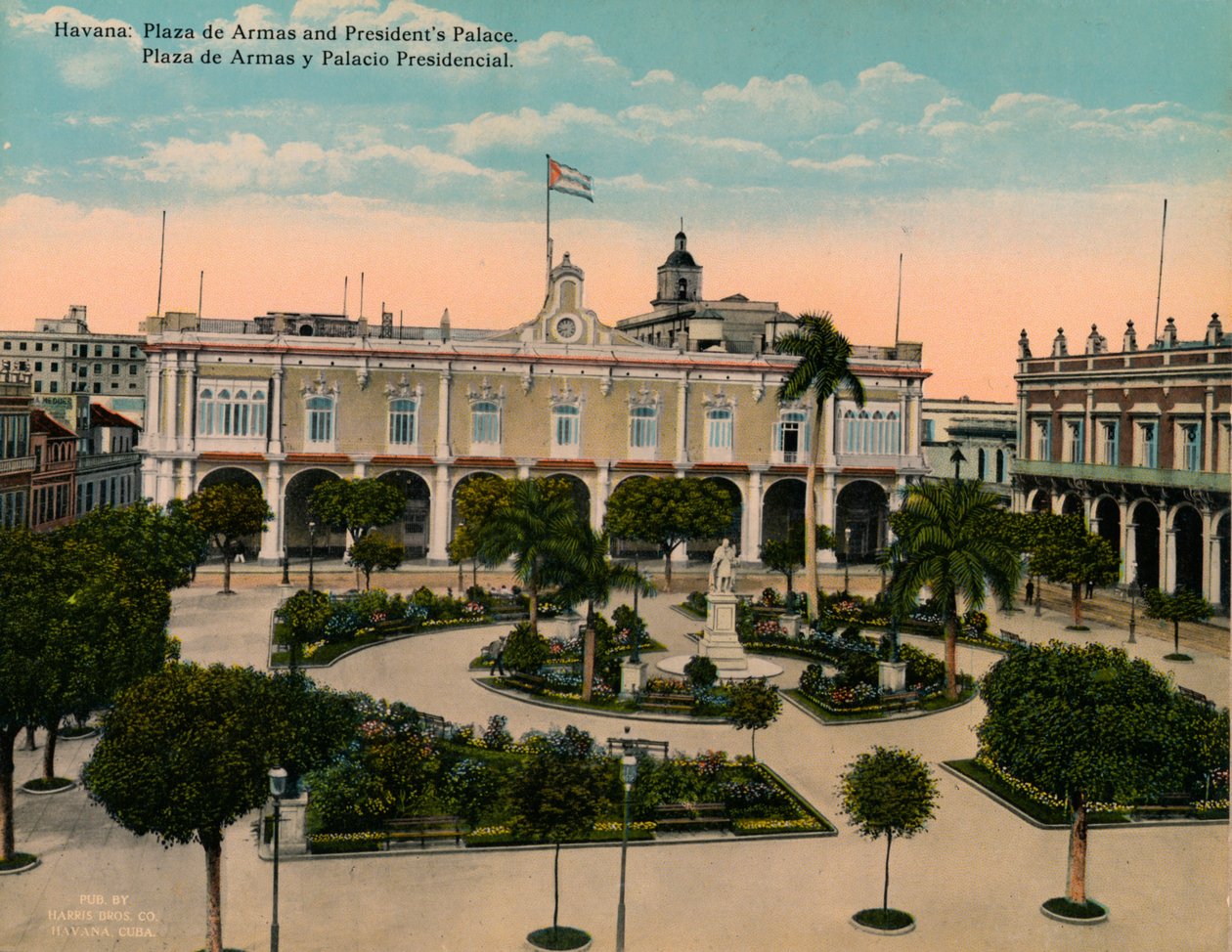 Plaza de Armas ve Başkanlık Sarayı, Havana, Küba, c1920. by Unbekannt