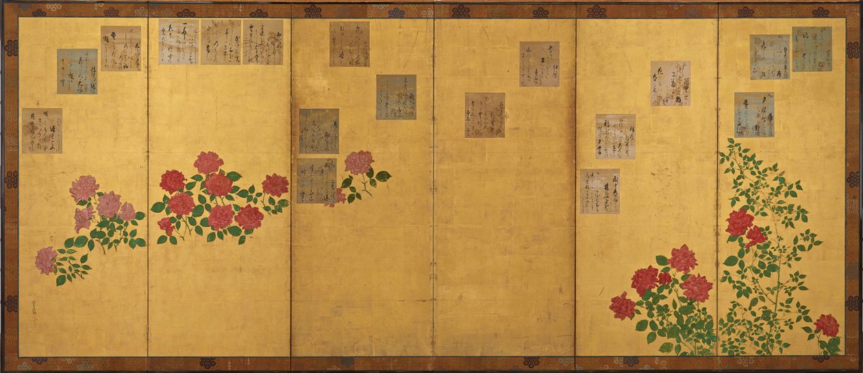 Şiir kağıtları ve güller, Edo dönemi, 1615-1868. by Unbekannt