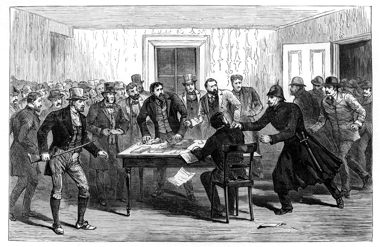 Loughrea, İrlanda'daki Ulusal Kira Bürolarına polis baskını, 1887 by Unbekannt