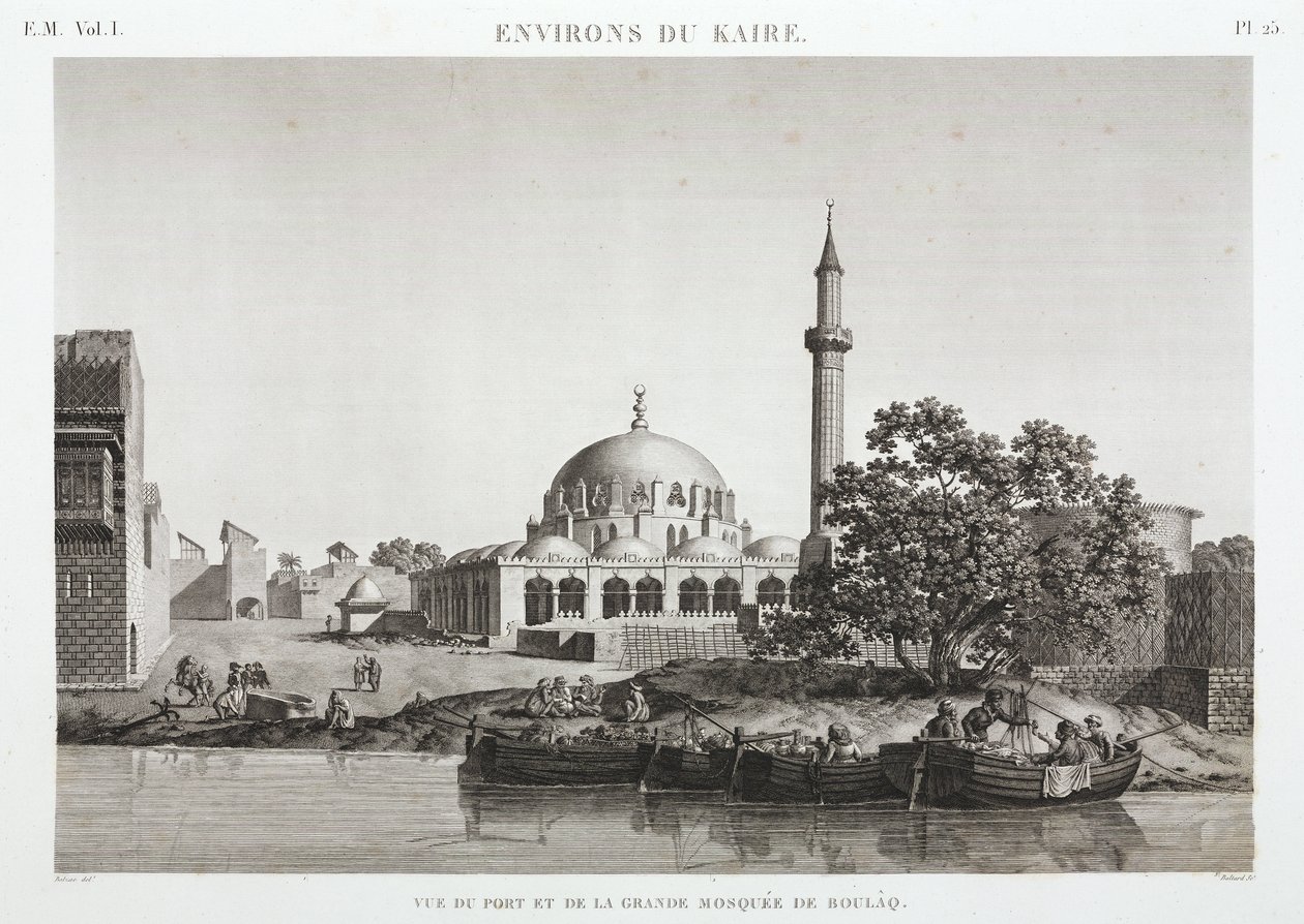 Boulaq Limanı ve Ulu Camii, Kahire, Mısır, c 1798 by Unbekannt
