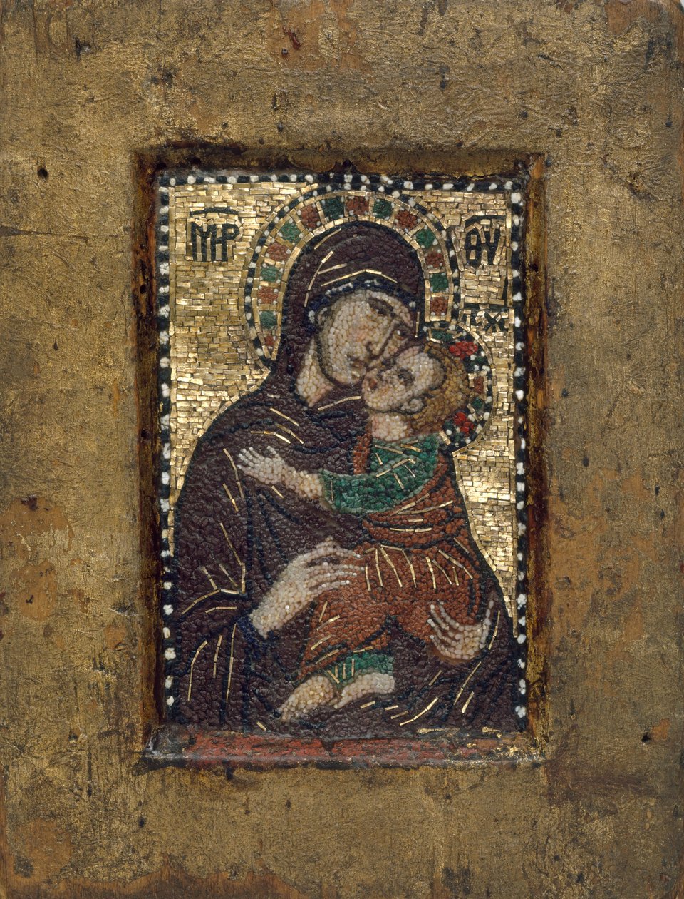 Virgin Eleousa ile Taşınabilir Simge, Bizans, 1300